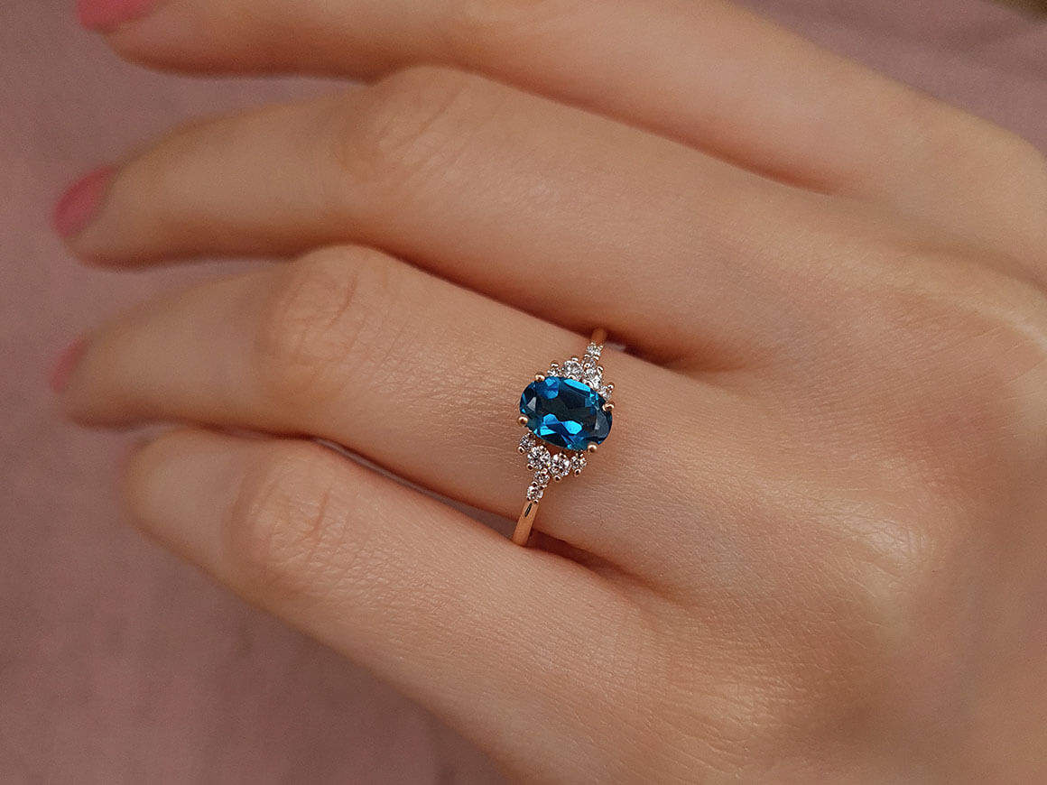 Diamond and London Blue Topaz Ilaida Ring