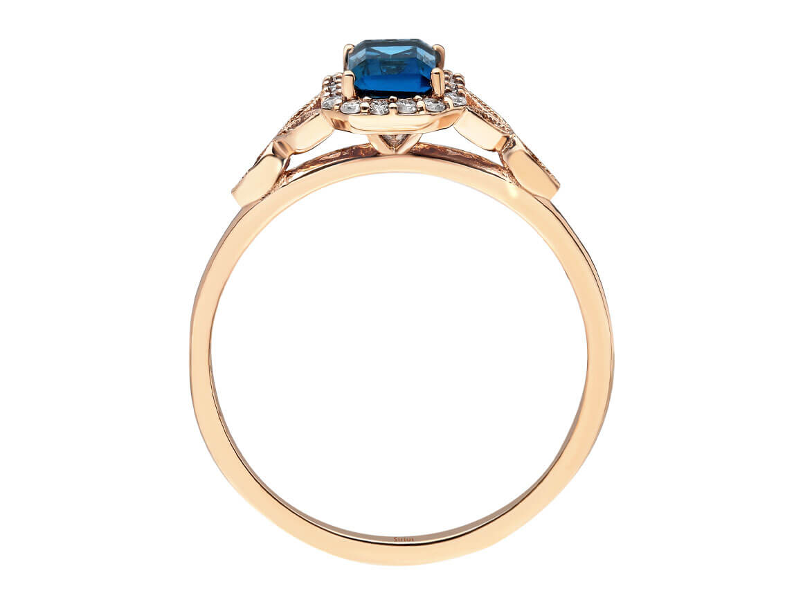 Diamant und London Blauer Topas Riga Ring - handgefertigter Diamantschmuck aus Feingold | Sirius Diamant