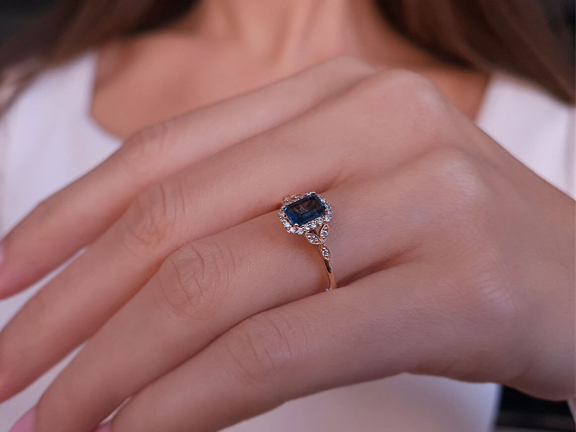 Diamond and London Blue Topaz Riga Ring