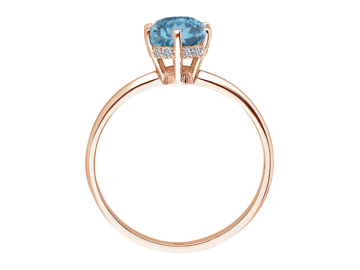 Rosetta ring with diamonds and London blue topaz