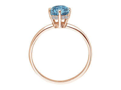Rosetta ring with diamonds and London blue topaz