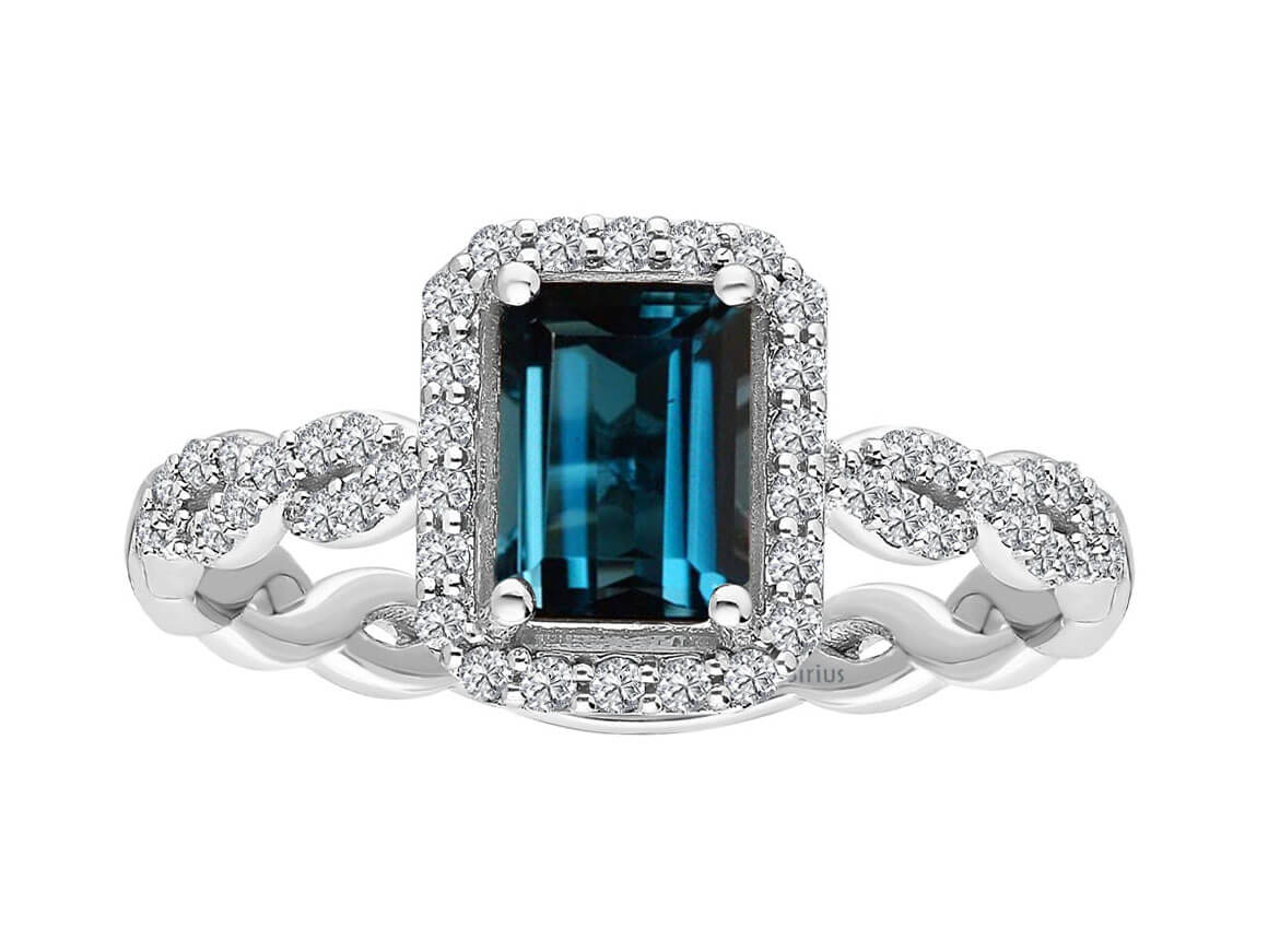 Diamant und London Blauer Topas Samsara Ring - handgefertigter Diamantschmuck aus Feingold | Sirius Diamant