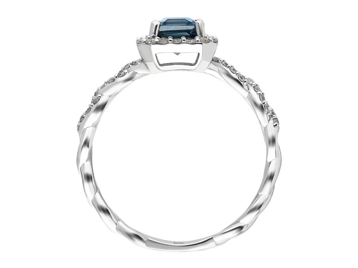 Diamant und London Blauer Topas Samsara Ring - handgefertigter Diamantschmuck aus Feingold | Sirius Diamant