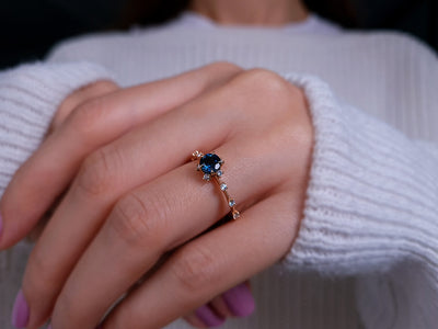 Diamond and London Blue Topaz Vintage Ring