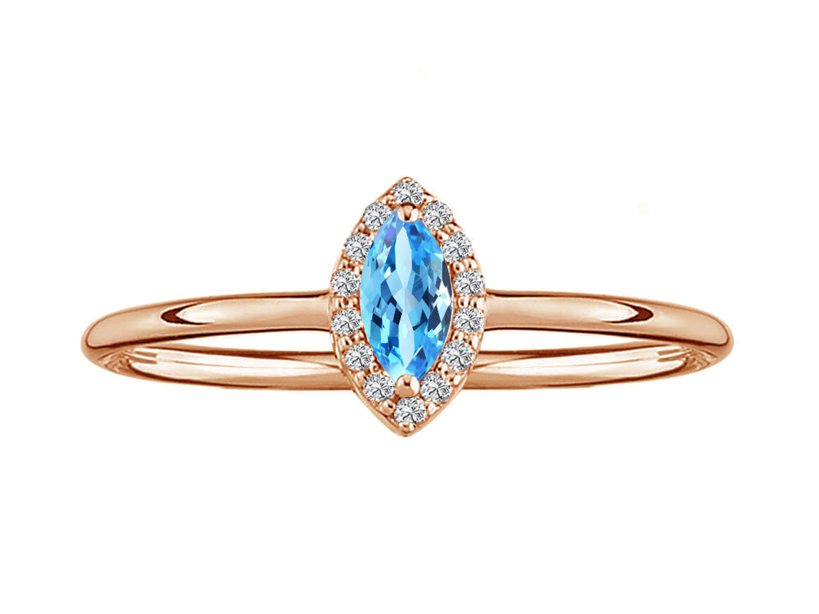 Azur ring with marquise-cut diamonds and blue topaz