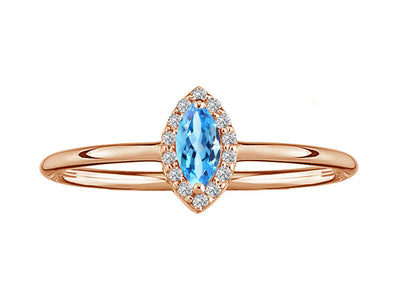 Azur ring with marquise-cut diamonds and blue topaz