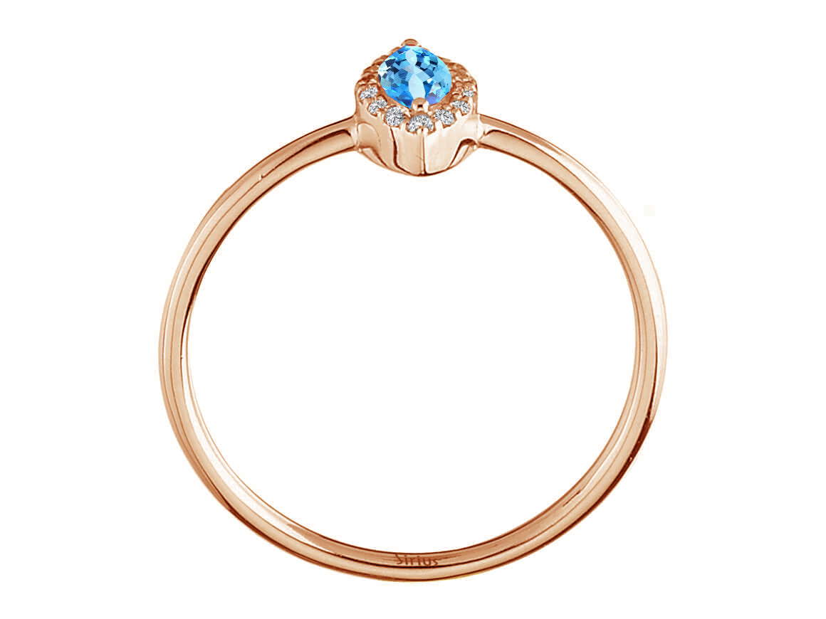 Azur Ring mit Diamanten und blauem Topas im Marquise-Schliff - handgefertigter Diamantschmuck aus Feingold | Sirius Diamant