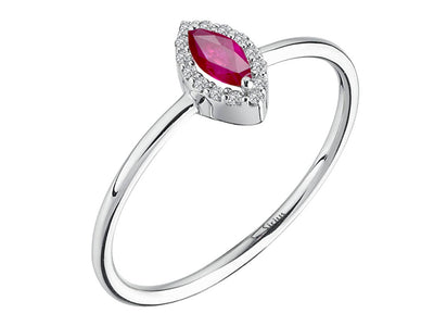 Diamond and Marquise Cut Pink Tourmaline Ring