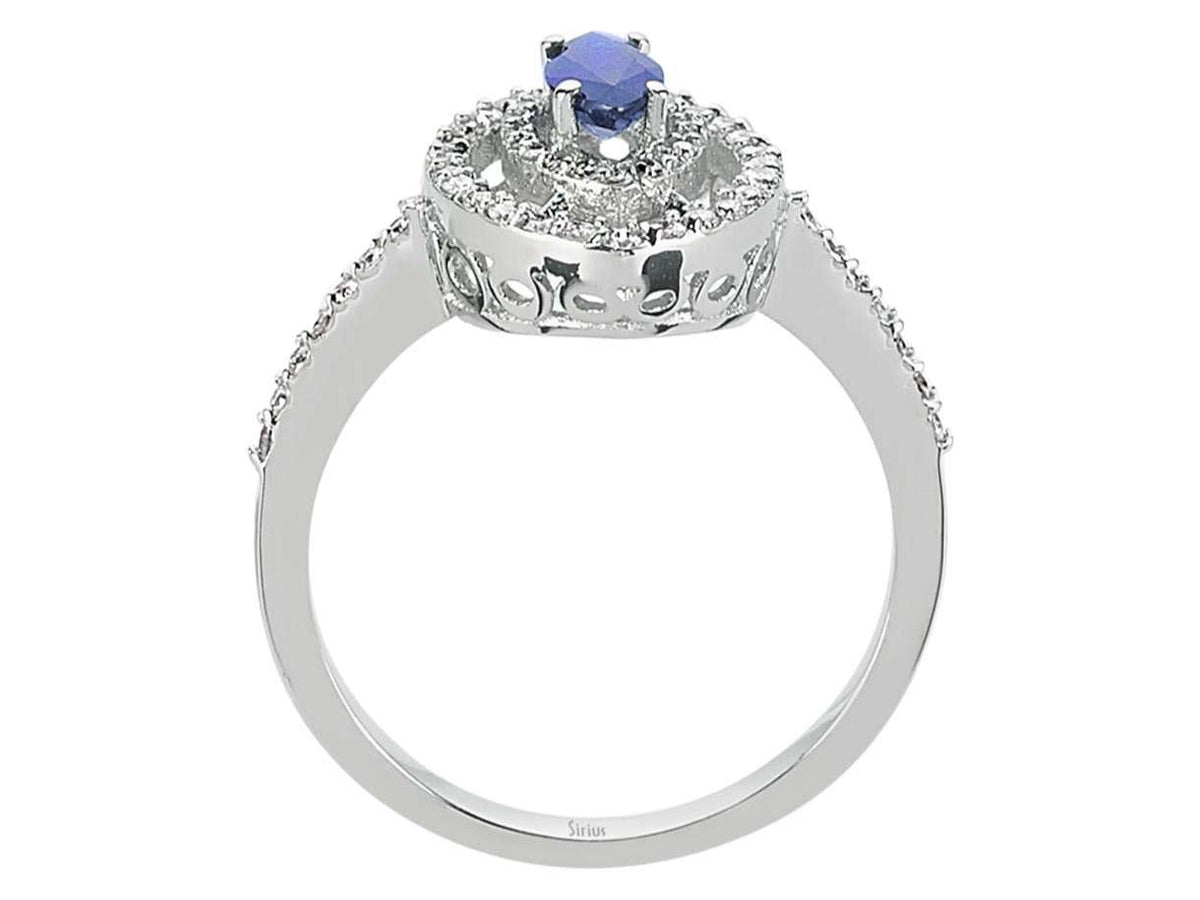 Diamant und Marquise Schliff Saphir Ring - handgefertigter Diamantschmuck aus Feingold | Sirius Diamant
