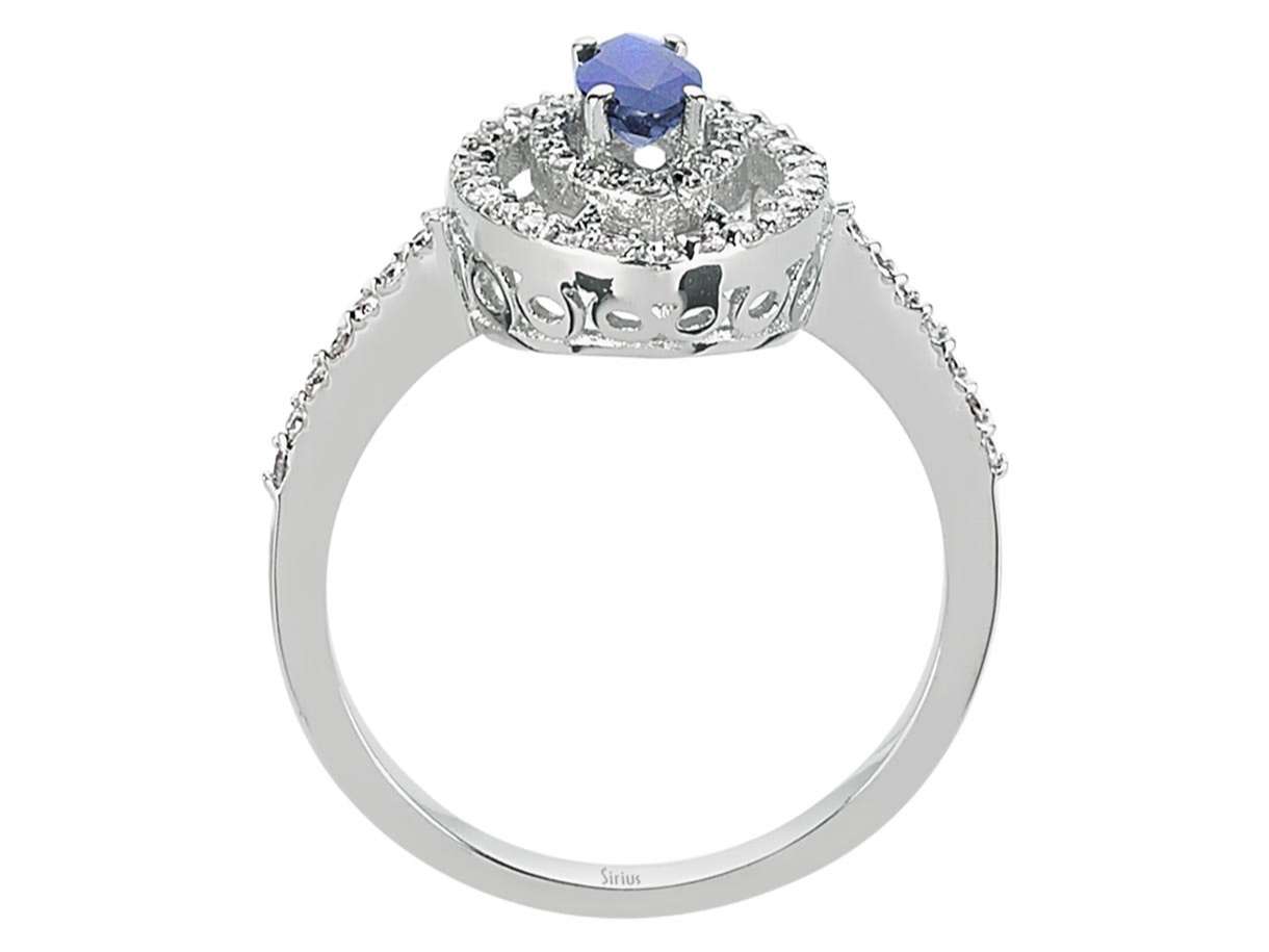 Diamond and Marquise Cut Sapphire Ring