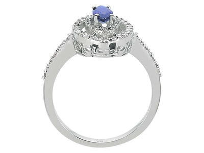 Diamond and Marquise Cut Sapphire Ring