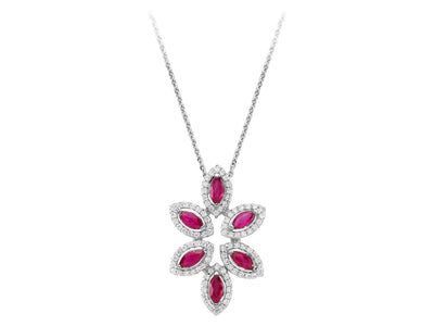 Diamond and marquise cut ruby necklace