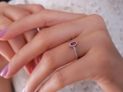 Diamond and Marquise Cut Pink Tourmaline Ring