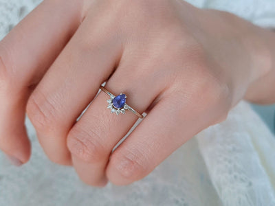 Diamond and Pear Cut Sapphire Ring