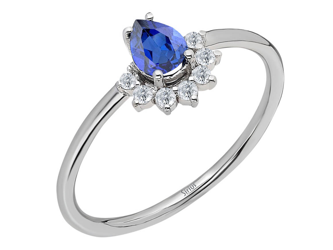 Diamant und Tropfen Schliff Saphir Ring - handgefertigter Diamantschmuck aus Feingold | Sirius Diamant