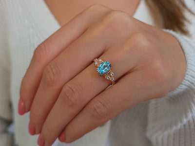 Diamond and Blue Topaz Marjatta Ring
