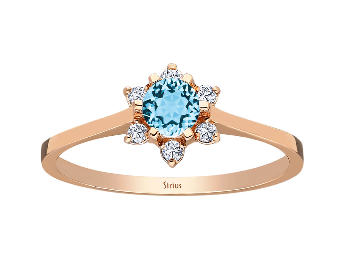 Diamant und Blauer Topas Elsa Ring - handgefertigter Diamantschmuck aus Feingold | Sirius Diamant