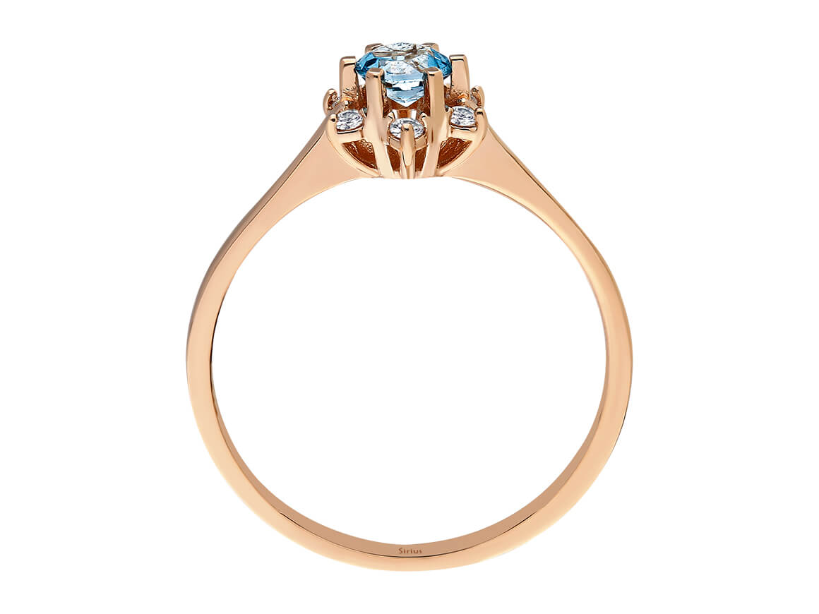 Diamant und Blauer Topas Elsa Ring - handgefertigter Diamantschmuck aus Feingold | Sirius Diamant