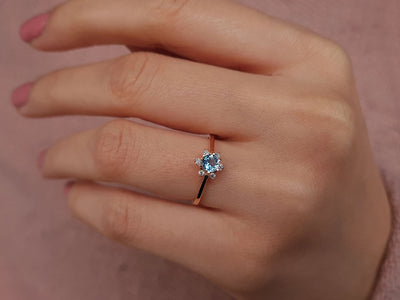 Diamond and Blue Topaz Elsa Ring