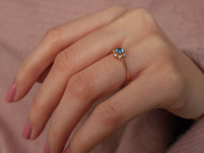 Diamond and Blue Topaz Elsa Ring