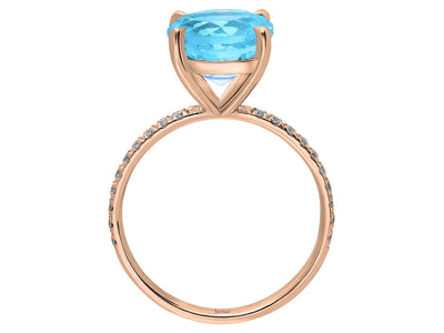 Diamond and Blue Topaz Mare Ring in 14K red gold
