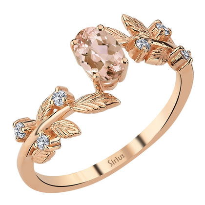 Traumgarten Ring mit Diamanten & Morganit - handgefertigter Diamantschmuck aus Feingold | Sirius Diamant