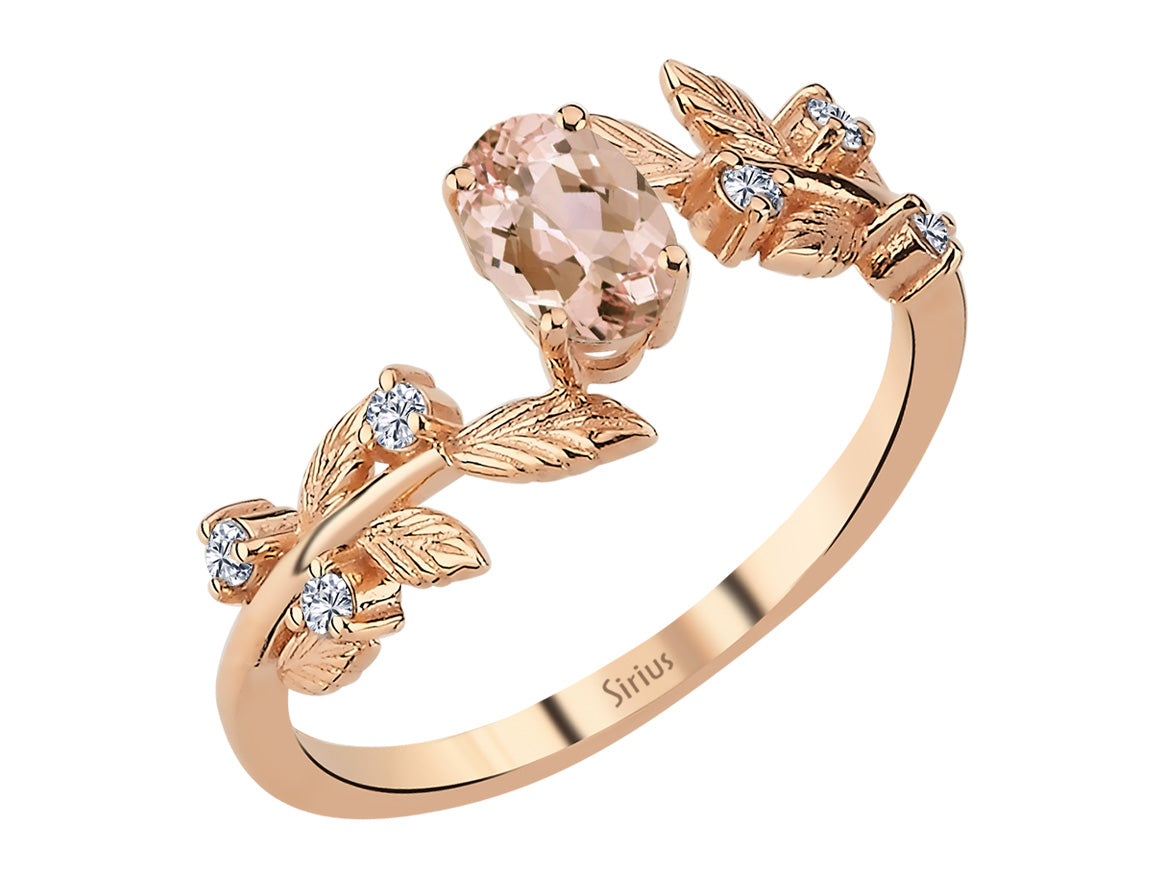 Traumgarten Ring mit Diamanten & Morganit - handgefertigter Diamantschmuck aus Feingold | Sirius Diamant