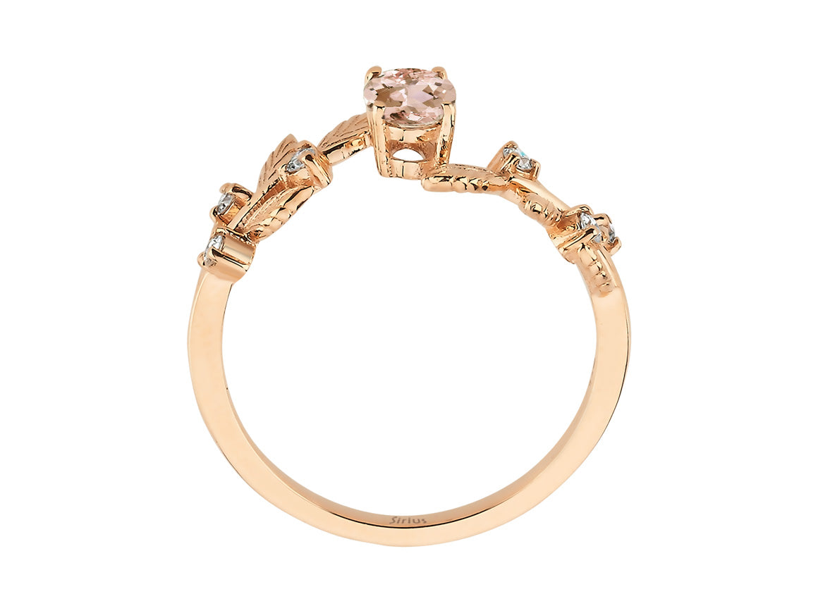 Traumgarten Ring mit Diamanten & Morganit - handgefertigter Diamantschmuck aus Feingold | Sirius Diamant
