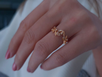 Traumgarten Ring mit Diamanten & Morganit