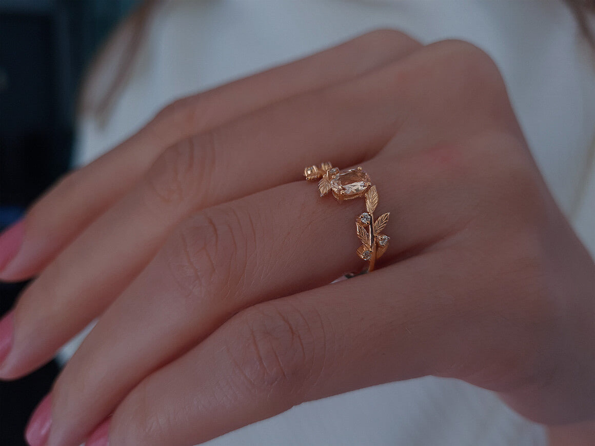 Traumgarten Ring mit Diamanten & Morganit