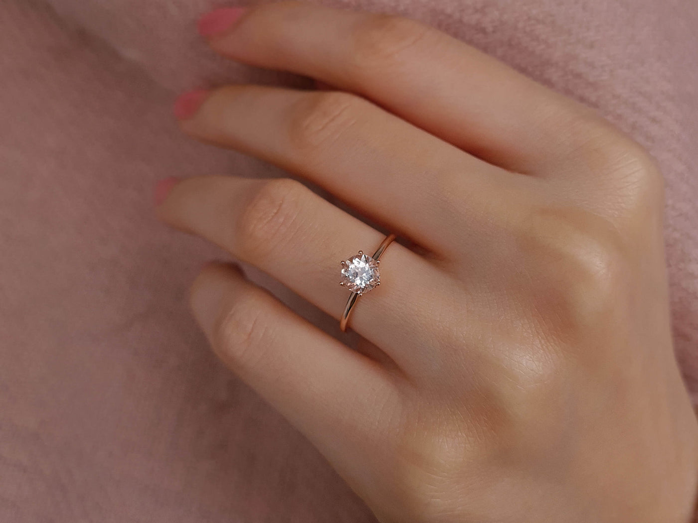 Bague Malaga en or rose 14 carats, diamants et morganite
