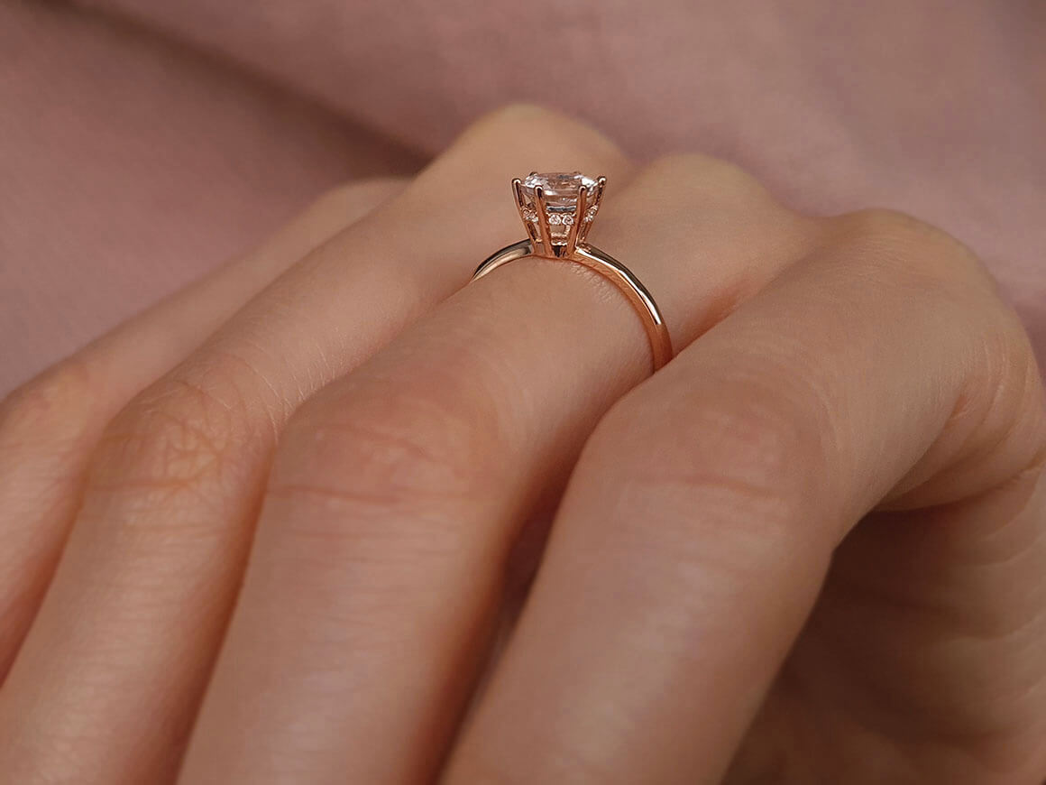 Bague Malaga en or rose 14 carats, diamants et morganite