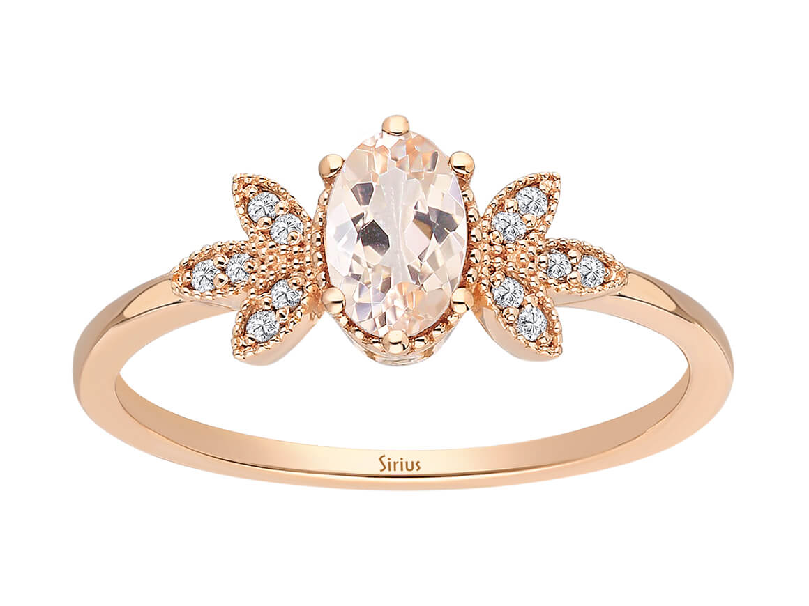Diamant und Oval Morganit Marbella Ring - handgefertigter Diamantschmuck aus Feingold | Sirius Diamant