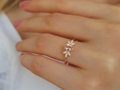 Bague Marbella en diamant et morganite ovale