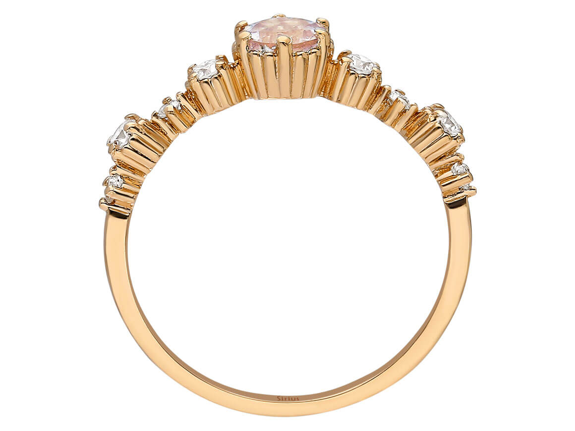 Diamant und Morganit Petra Ring in 585er 14 Karat Rotgold