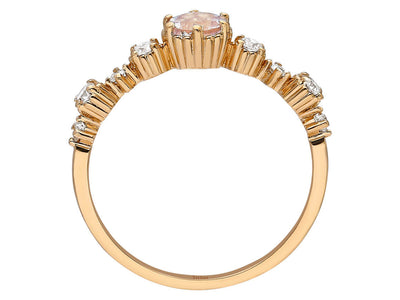Diamant und Morganit Petra Ring in 585er 14 Karat Rotgold