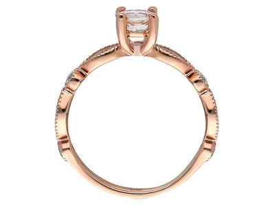 Bague solitaire vintage en diamant et morganite 