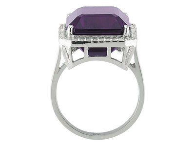 Diamond and Octagon Cut Amethyst Ring