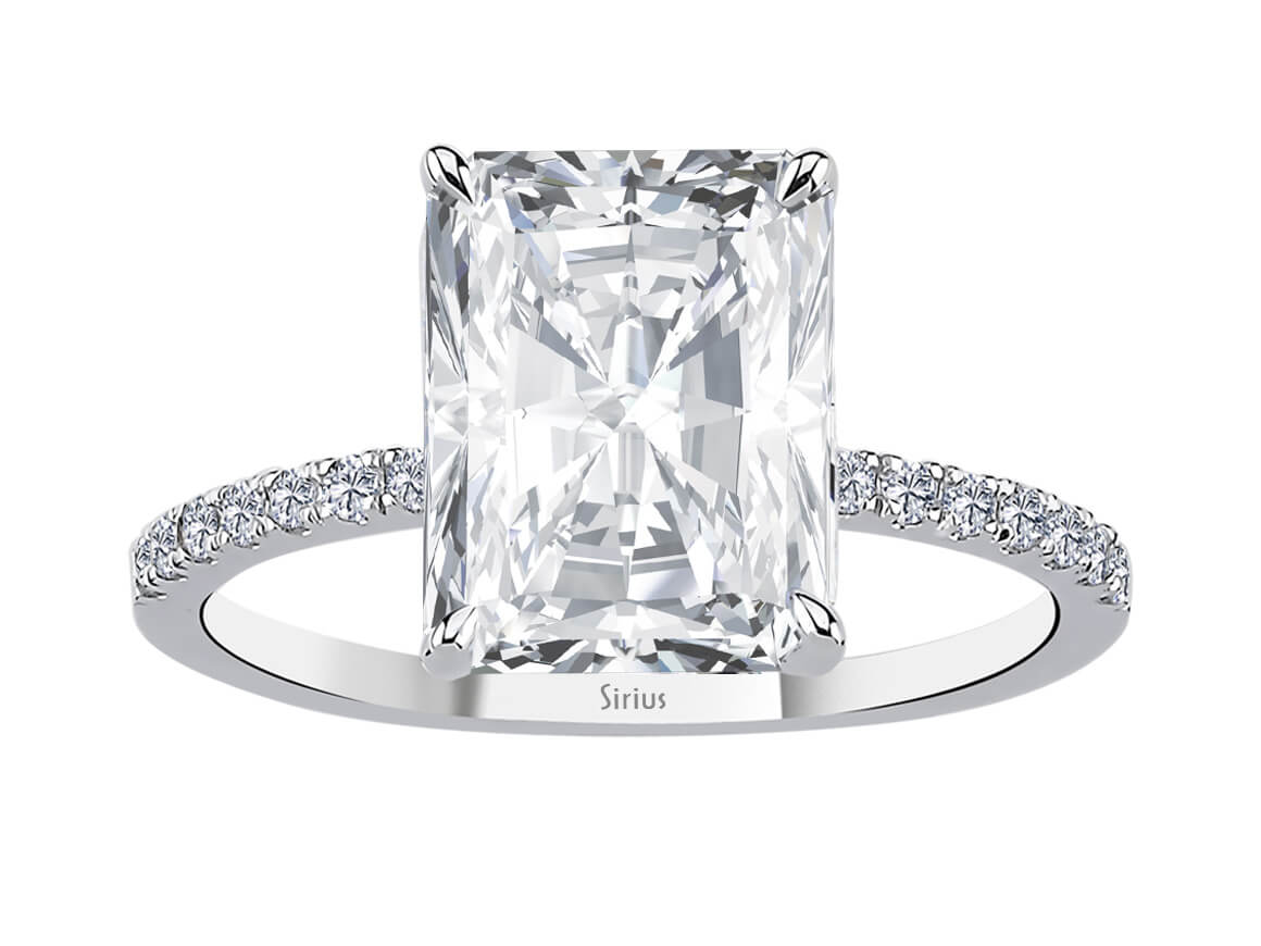 Diamond ring with octagonal cut white topaz in white gold