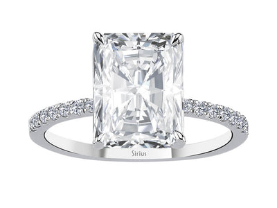 Diamond ring with octagonal cut white topaz in white gold