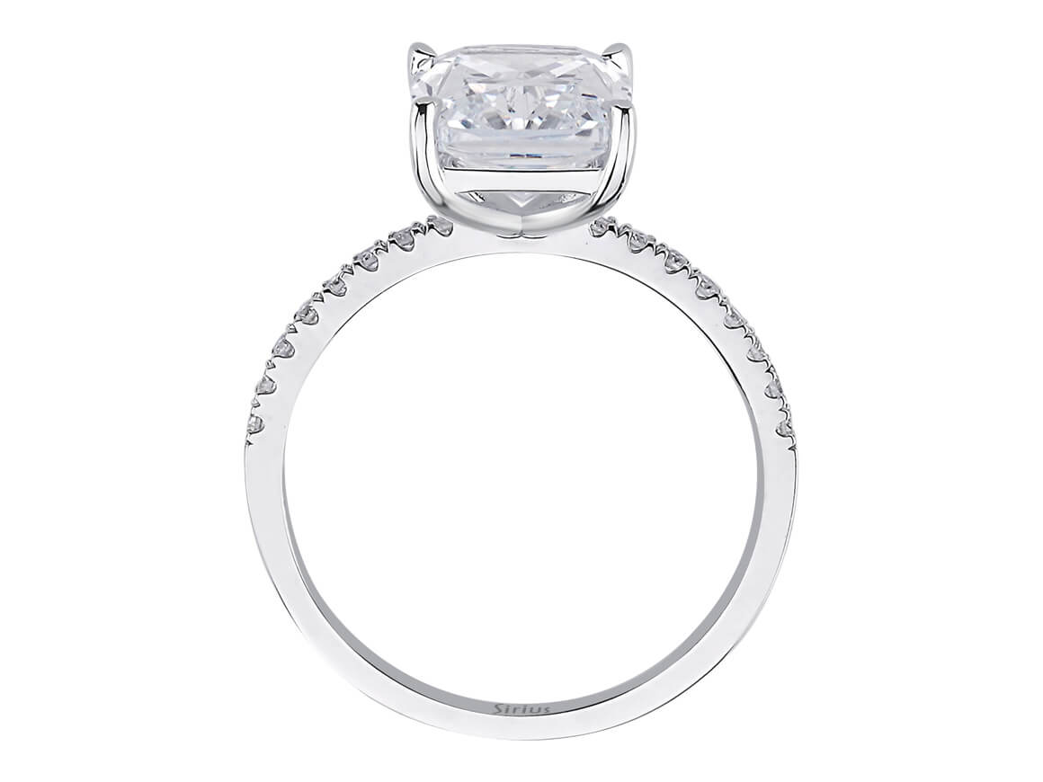 Diamond ring with octagonal cut white topaz in white gold