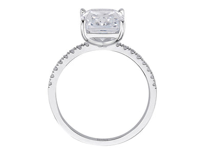 Diamond ring with octagonal cut white topaz in white gold