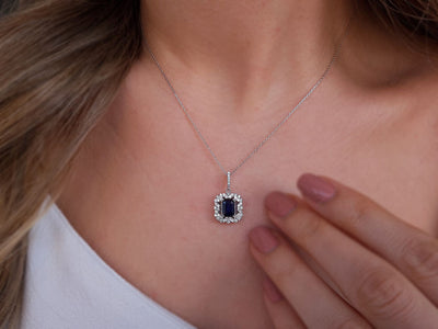 Collier diamant et saphir octogonal