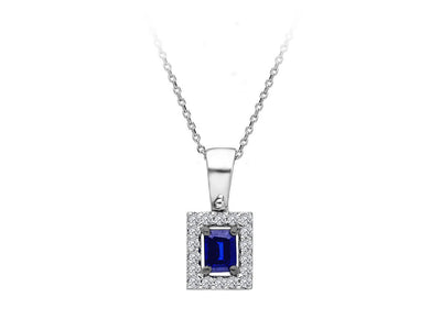 Diamond and octagon sapphire necklace