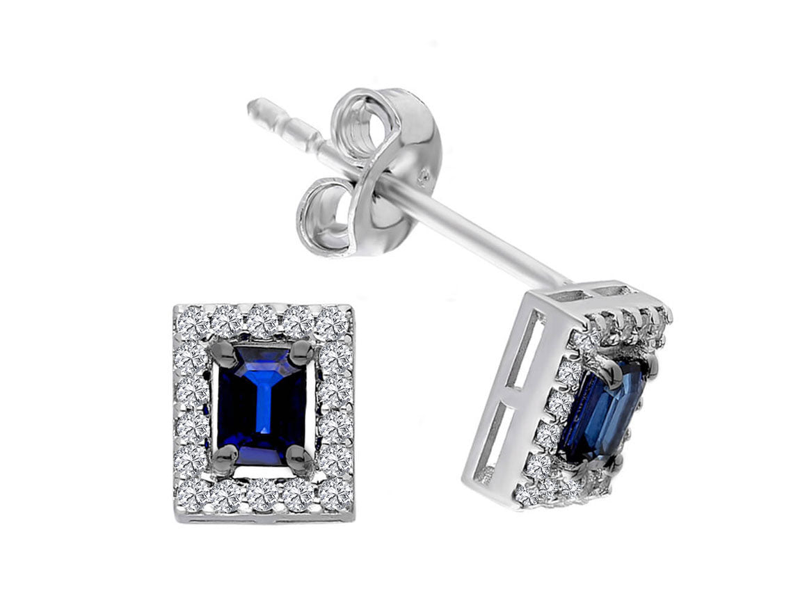 Diamant und Oktagon Saphir Ohrringe - handgefertigter Diamantschmuck aus Feingold | Sirius Diamant