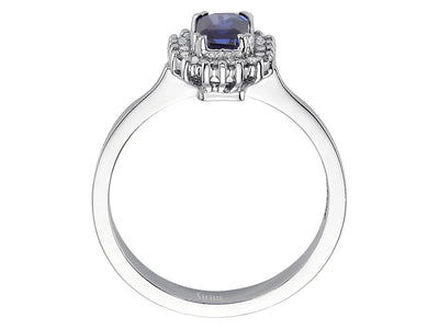 Diamond and octagon cut sapphire ring