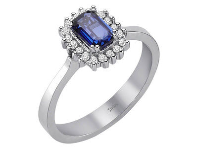 Diamond and octagon cut sapphire ring