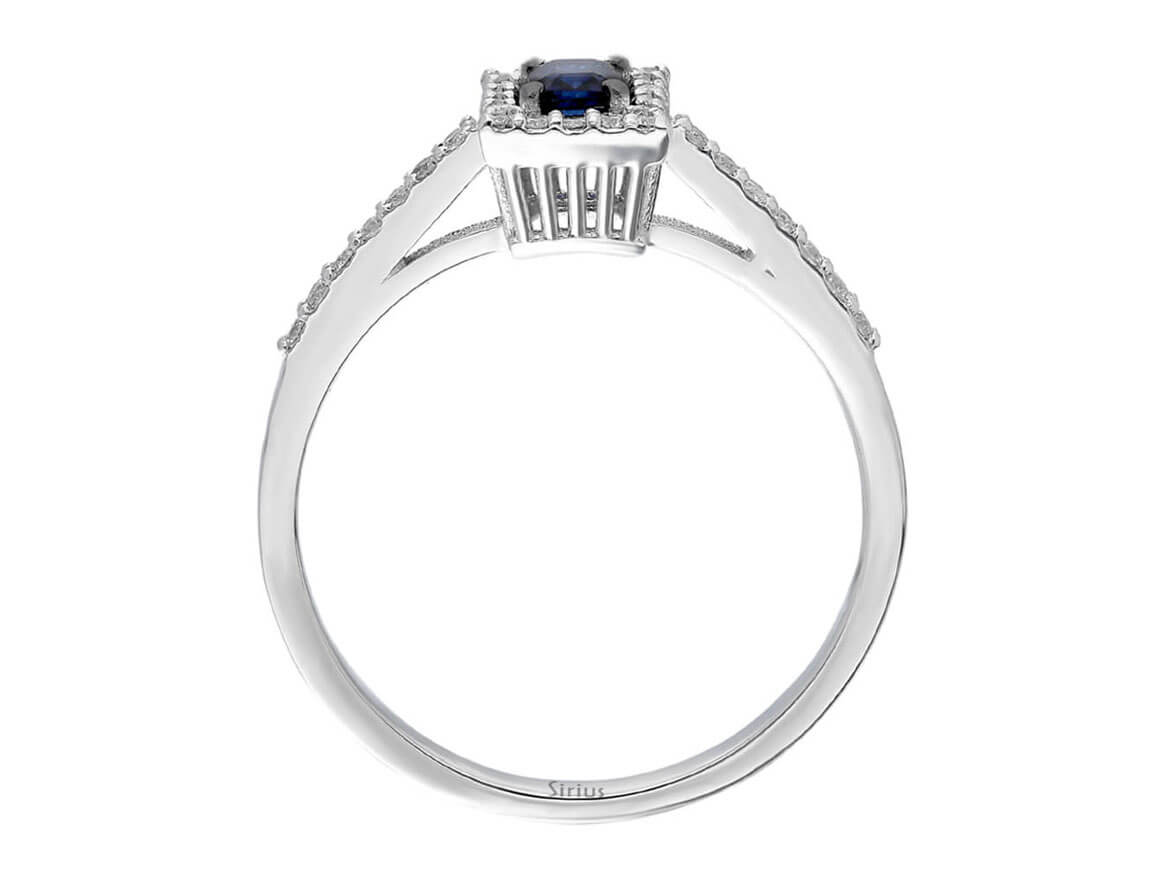 Diamant und Octagon Schliff Saphir Ring - handgefertigter Diamantschmuck aus Feingold | Sirius Diamant