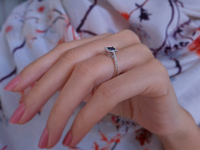 Diamond and Octagon Cut Sapphire Ring