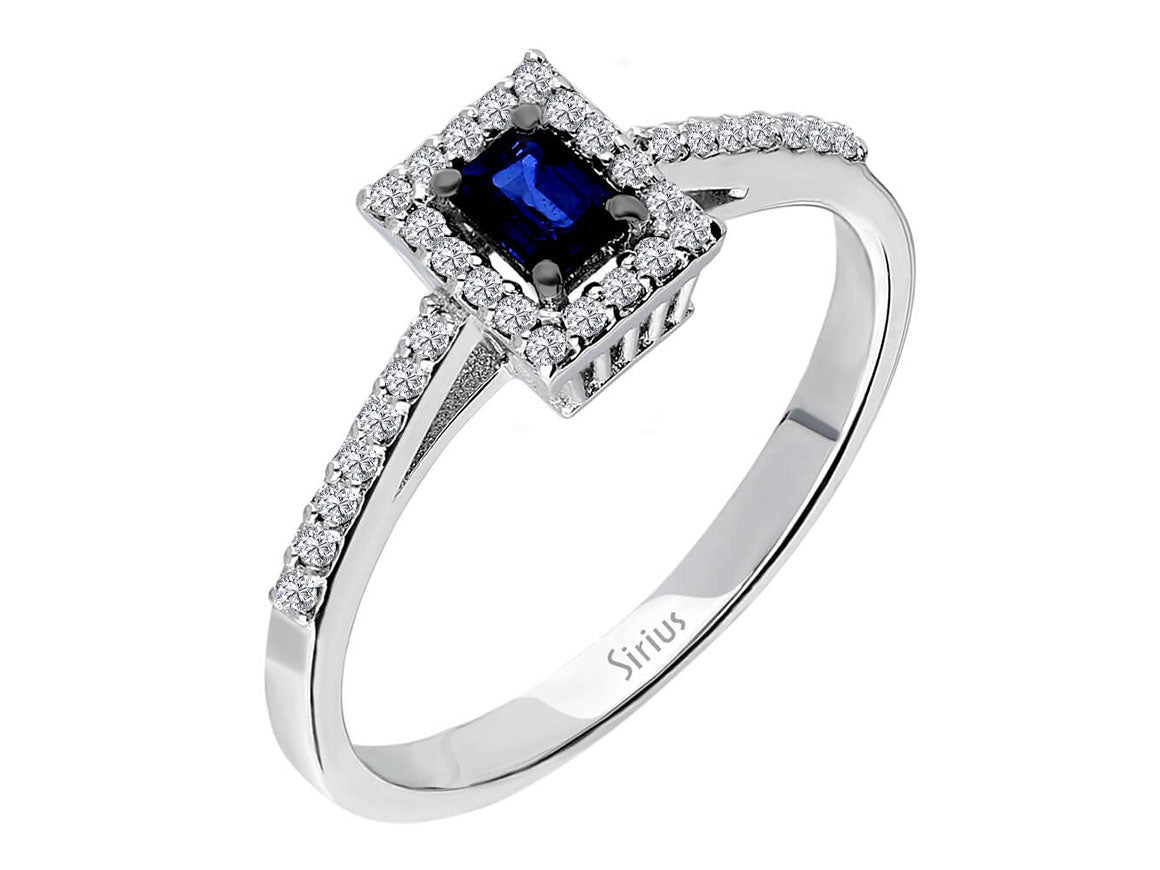 Diamant und Octagon Schliff Saphir Ring - handgefertigter Diamantschmuck aus Feingold | Sirius Diamant